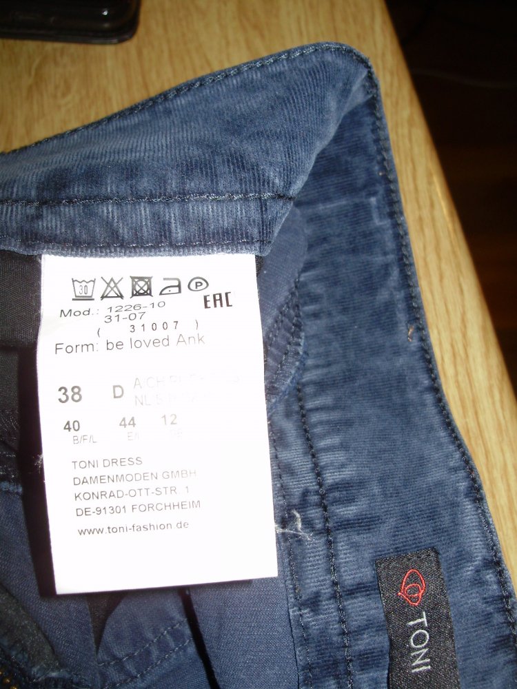 Toni Feincord Hose blau Gr 38