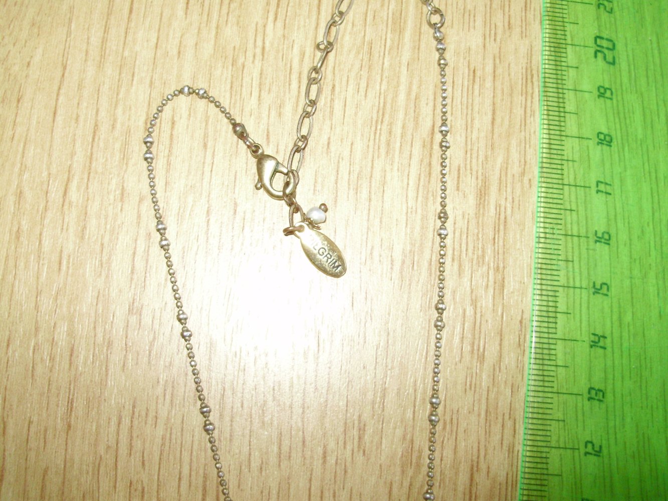Pilgrim Kette gold antik Blüte graublau Perle