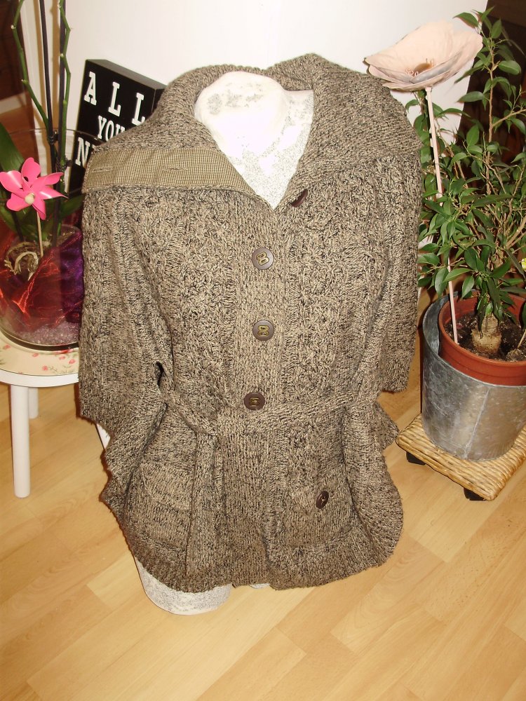 Pepe Jeans Strick Jacke Poncho braun meliert one size