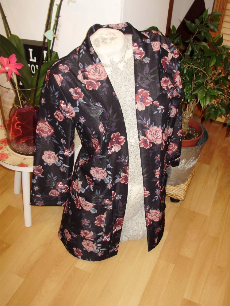 Jean Pascale Blazer Mantel schwarz Rosen S