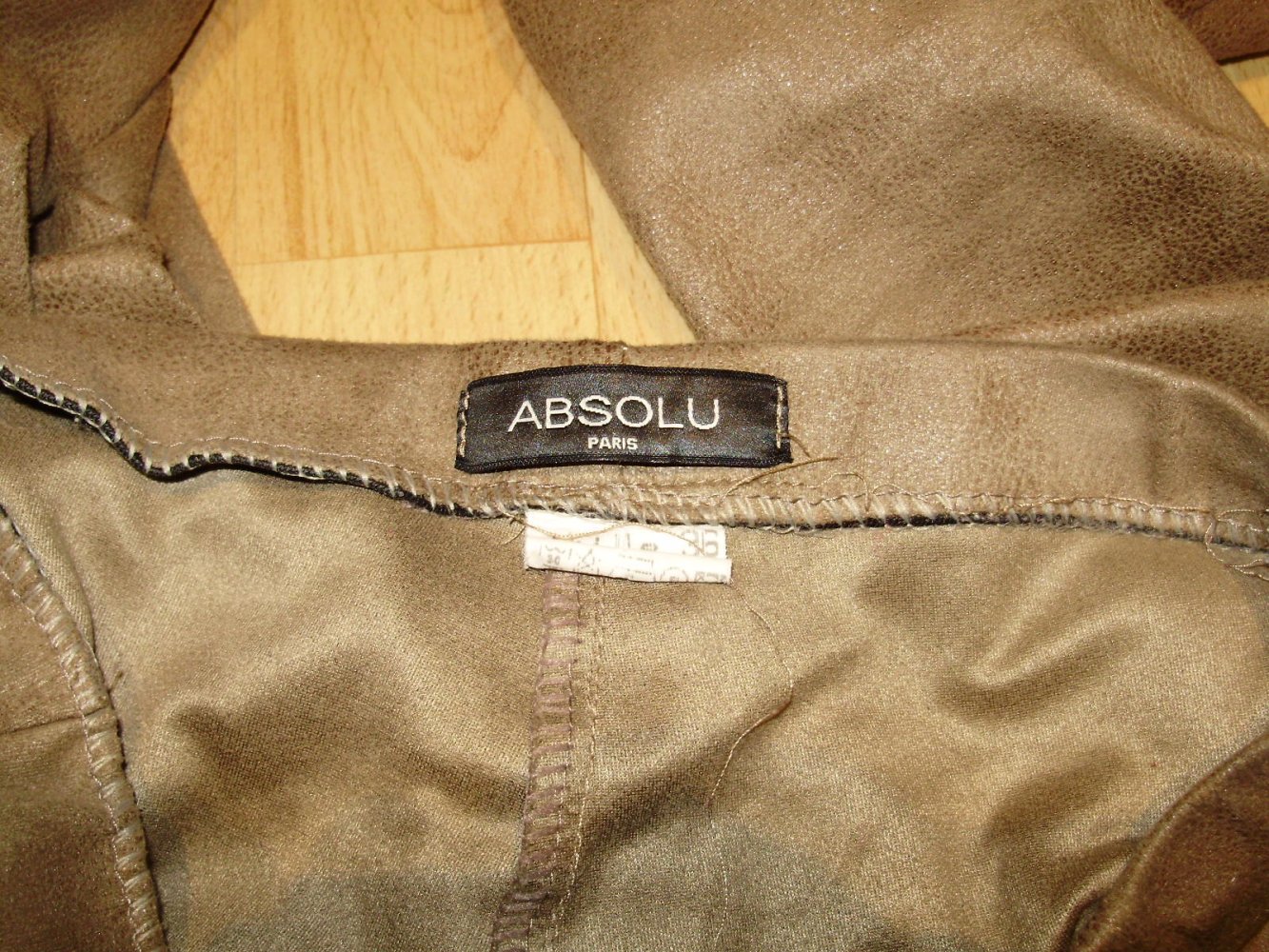 Absolu Paris Wildlederimitat Leggings hellbraun 36