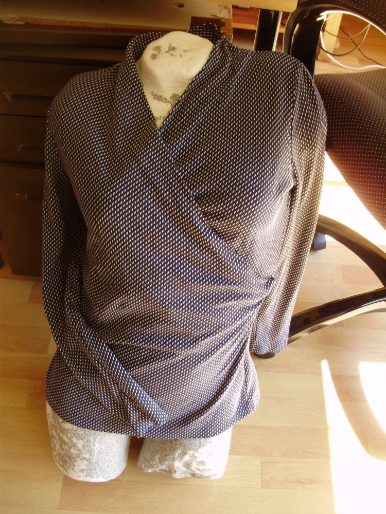Hess natur Langarm Shirtbluse Muster Wickeloptik 36