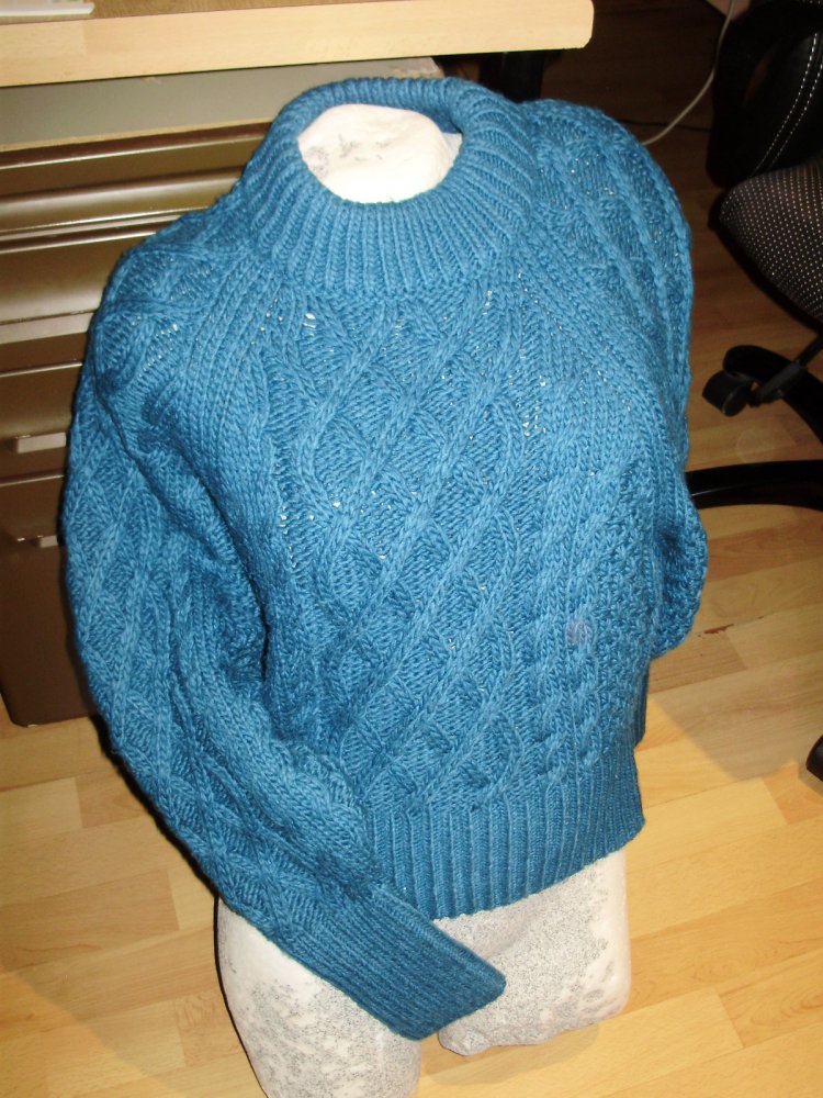 H&M Pullover petrol Zopf warm Stehkragen XS S wie neu!