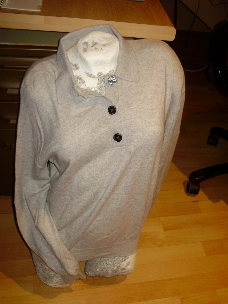 Boden Pullover Kragen hellgrau Wolle Kaschmir BW UK 10 US 6 = M/L