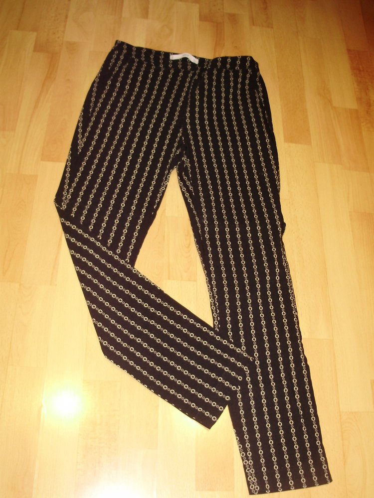 Mango Hose schwarz camel Muster elegant Stretch 40