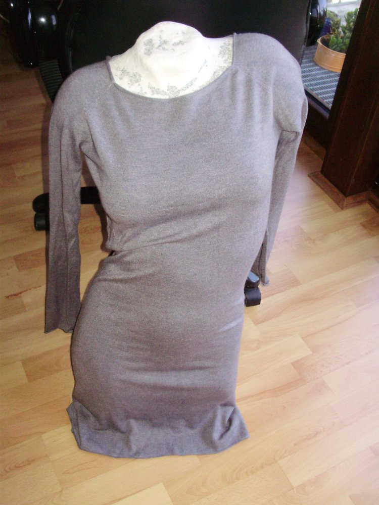 Kleid Feinstrick weich Stretch grau S passend