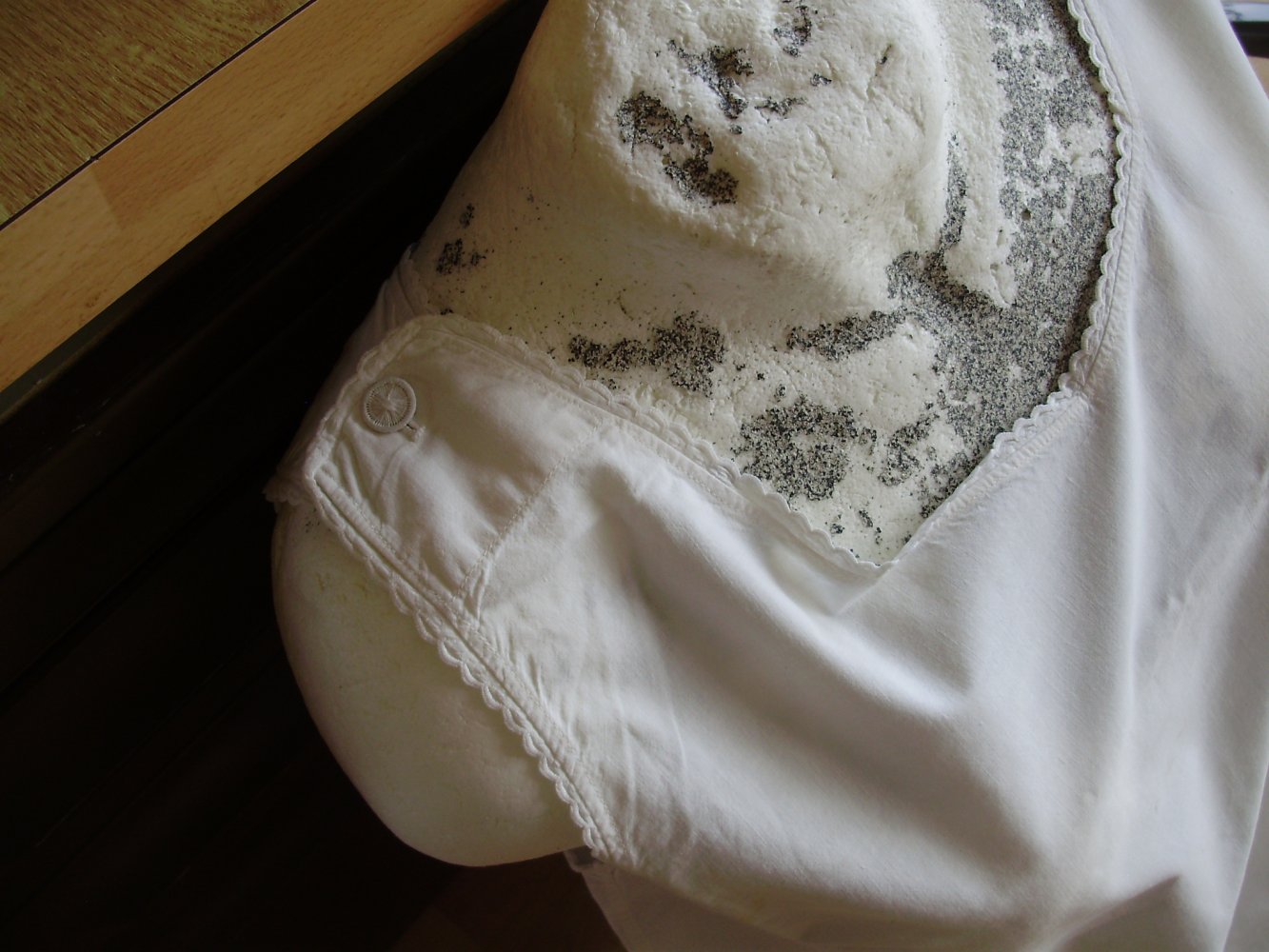 Vintage Unterkleid Nachthemd Baumwolle weiß Spitze Knöpfe auf Schultern ca 44