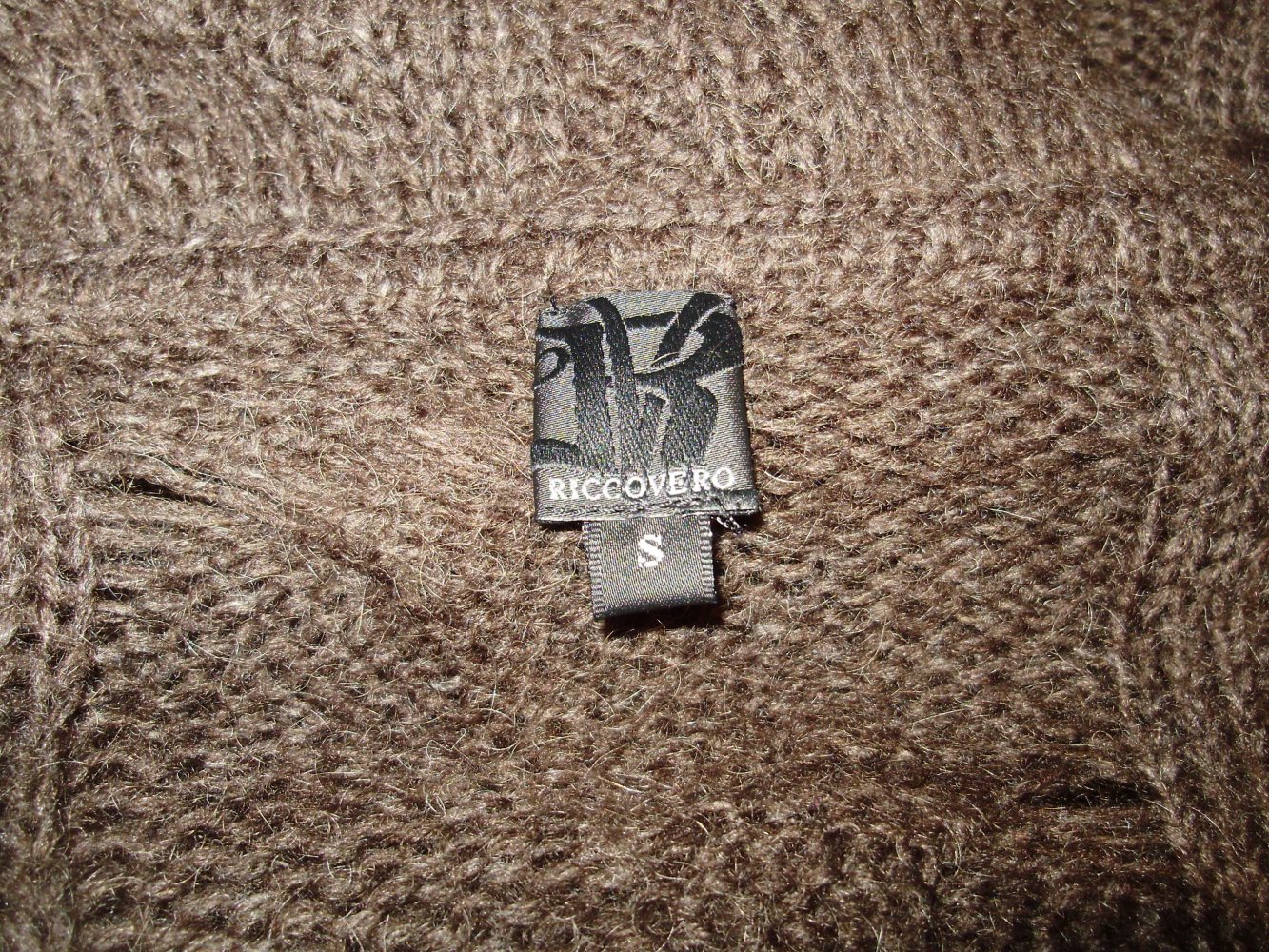 Riccovero Strickmantel ausgefallen dbraun Lammwolle/ Angora S