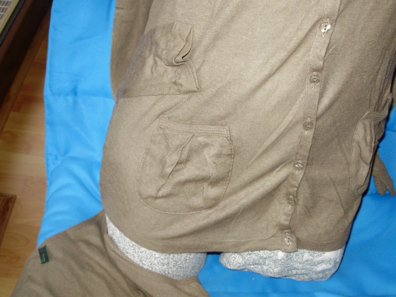benetton Twin Set khaki Wolle/ Viskose leicht Longform M