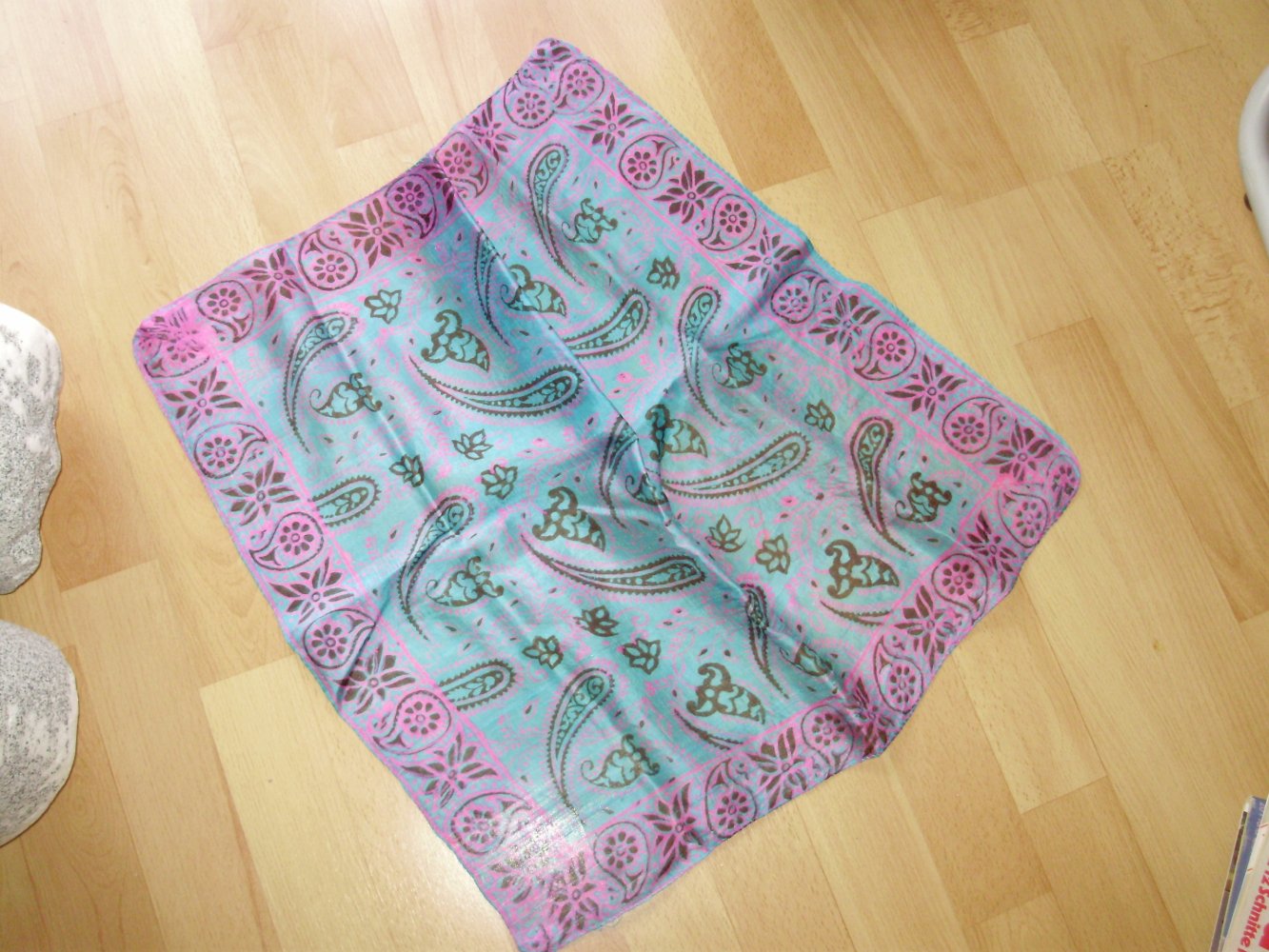 Tuch Seide 100% Seide blau bunt 49 x 49 cm