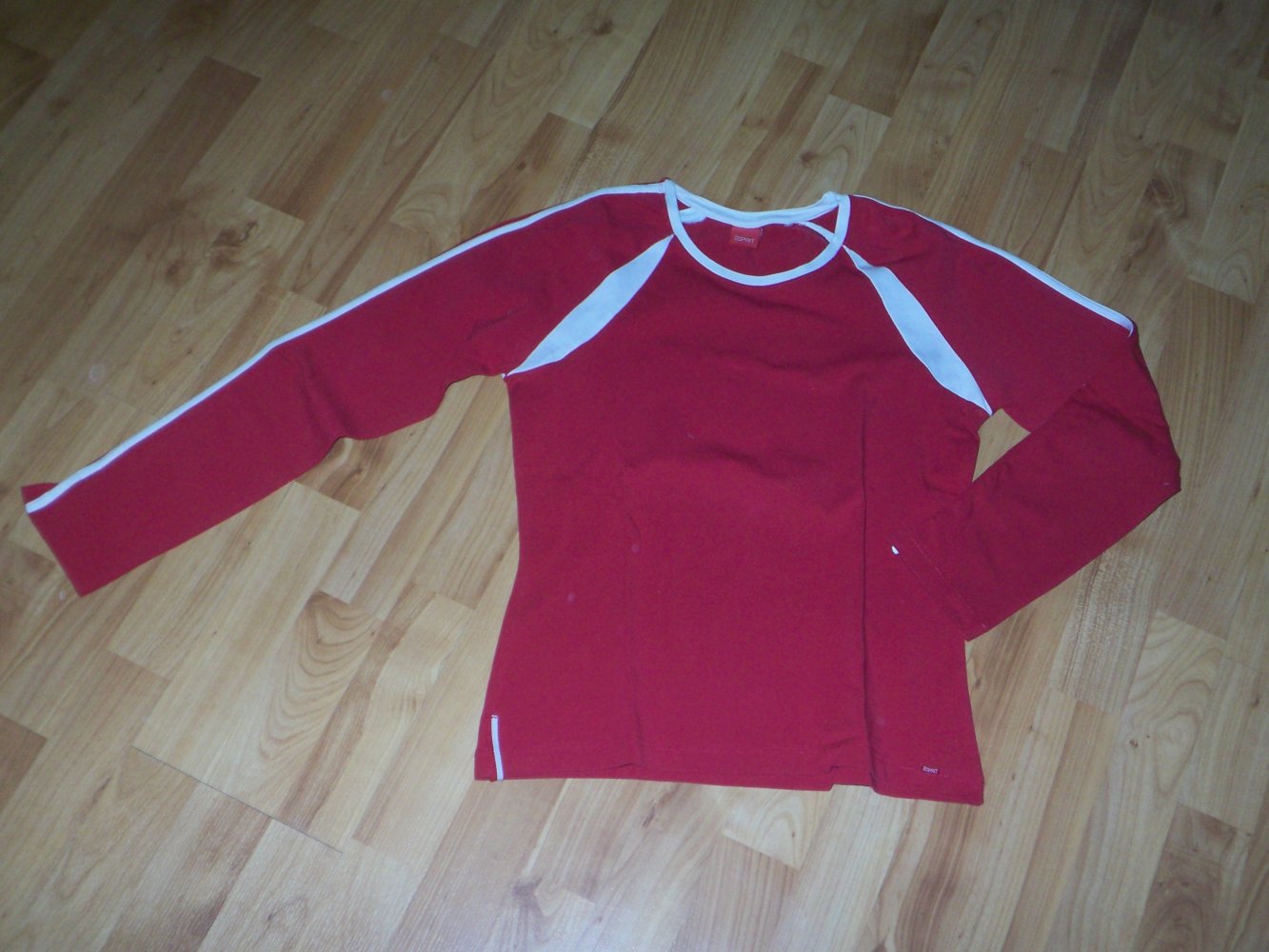 Esprit Langarm Shirt rot weiß L M w. NEU