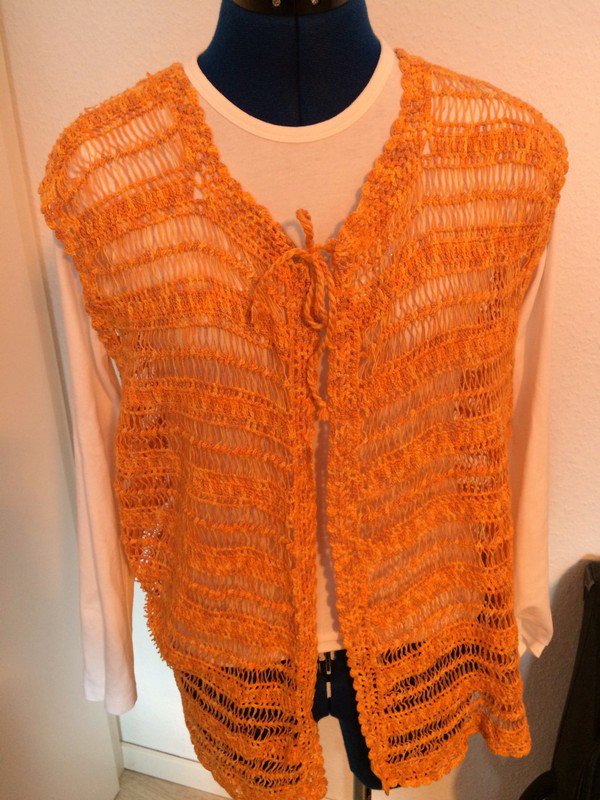 Ärmellose Häckeljacke XS-M