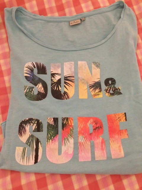 Azurblaues T-shirt surf & sun, S