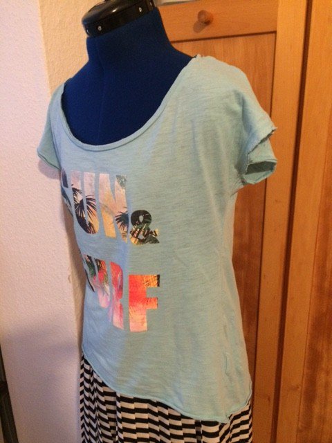 Azurblaues T-shirt surf & sun, S
