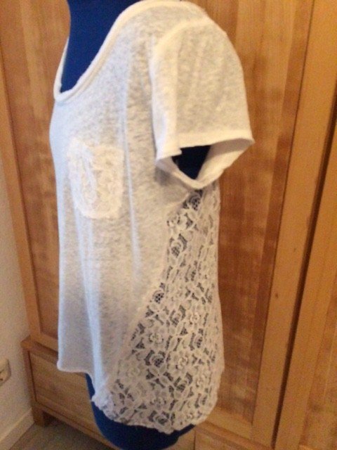 Weißes Abercrombie&Fitch T-shirt mit Spitzenrücken, Gr. S