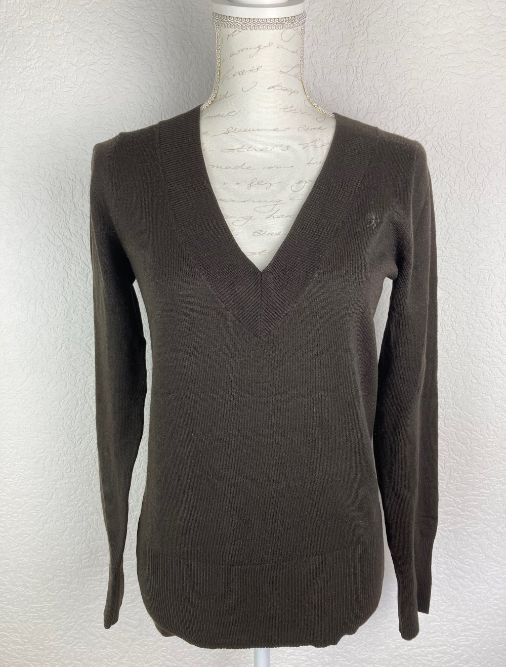 edc brauner Pullover V-Ausschnitt