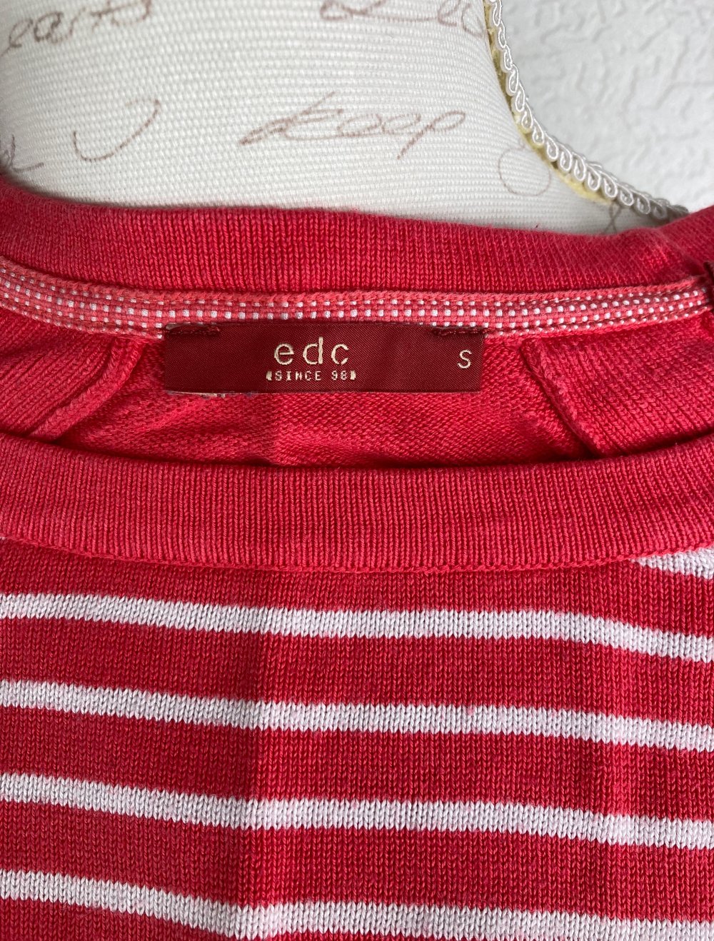 edc gestreifter Pullover rot