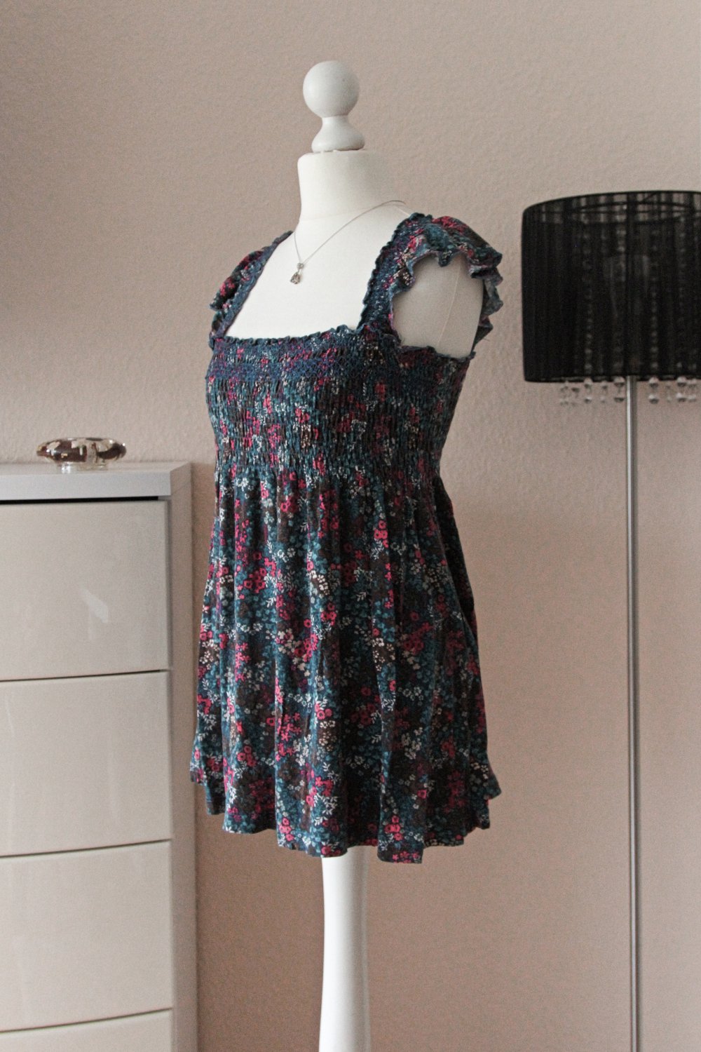Tunika Bluse blau bunt XS 34