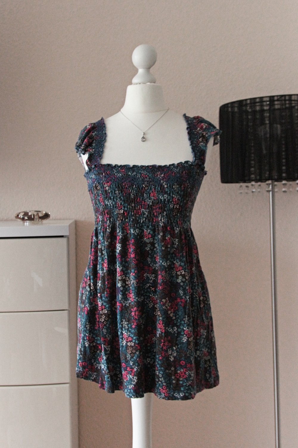 Tunika Bluse blau bunt XS 34