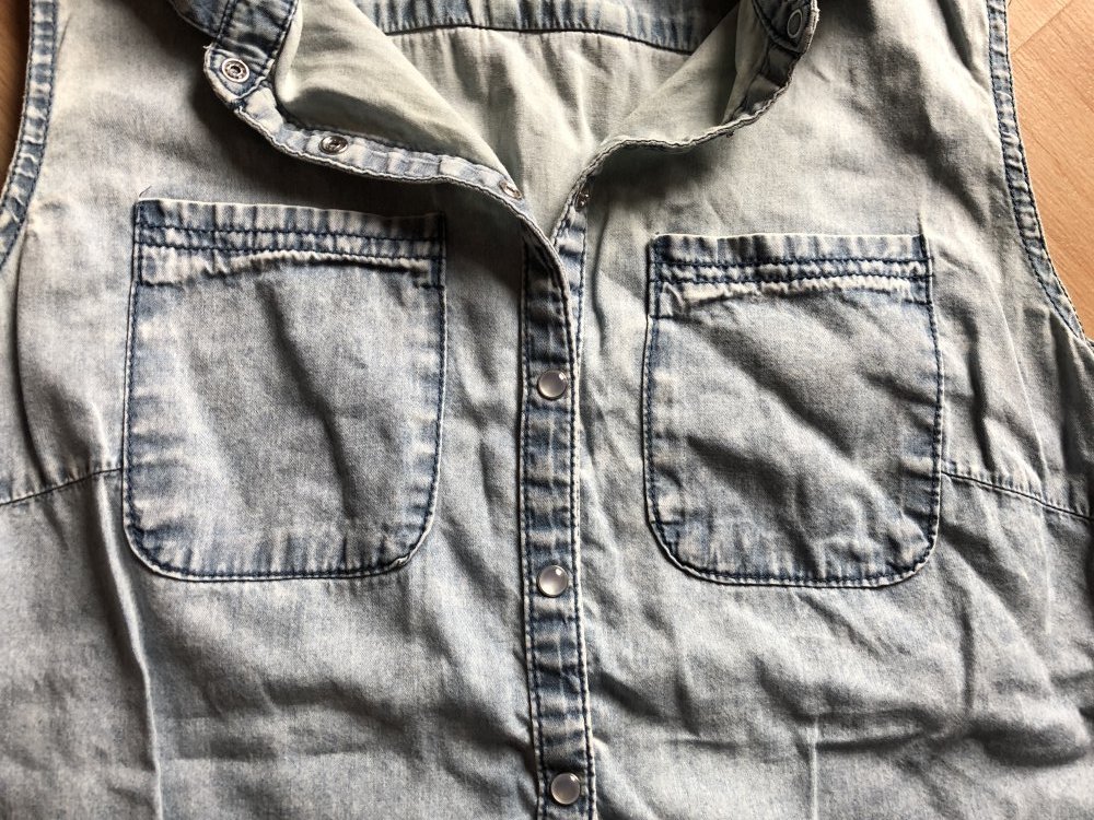 Jeansbluse Ärmel frei