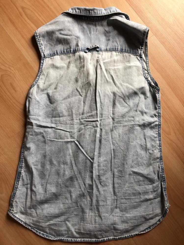 Jeansbluse Ärmel frei