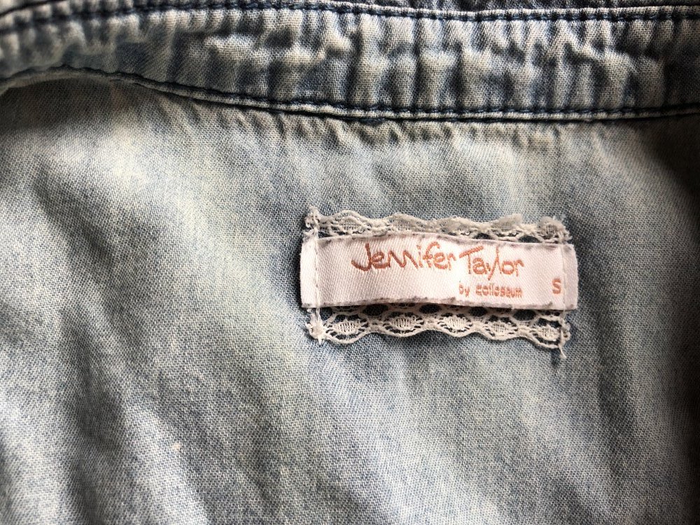 Jeansbluse Ärmel frei