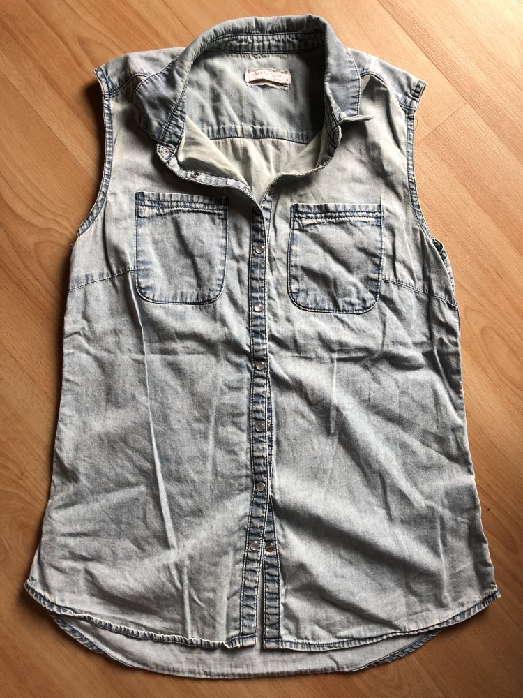 Jeansbluse Ärmel frei