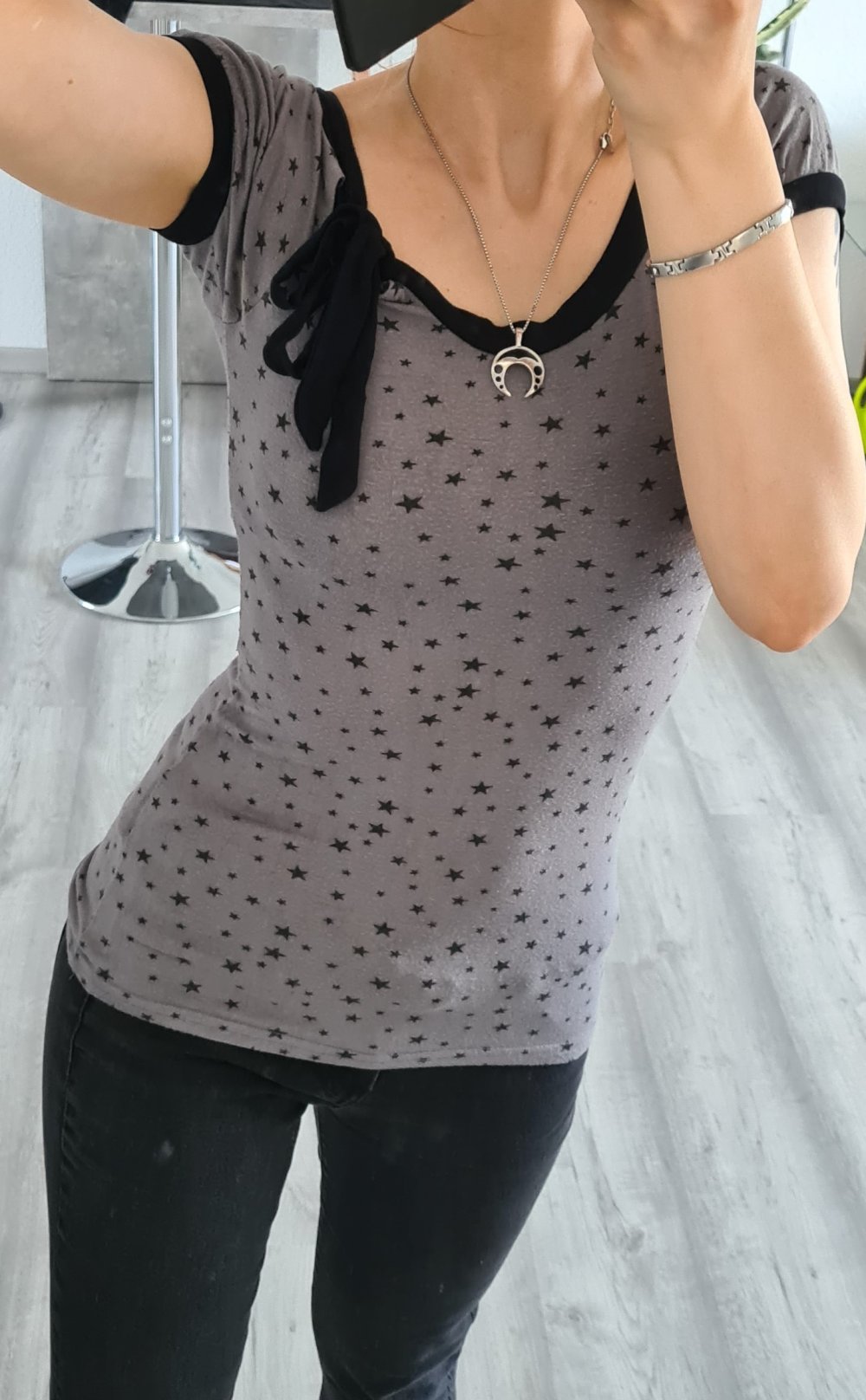 Süßes Shirt mit Schleife und Sternchen Gothic Lolita Gyaru Kawaii Soft Girl