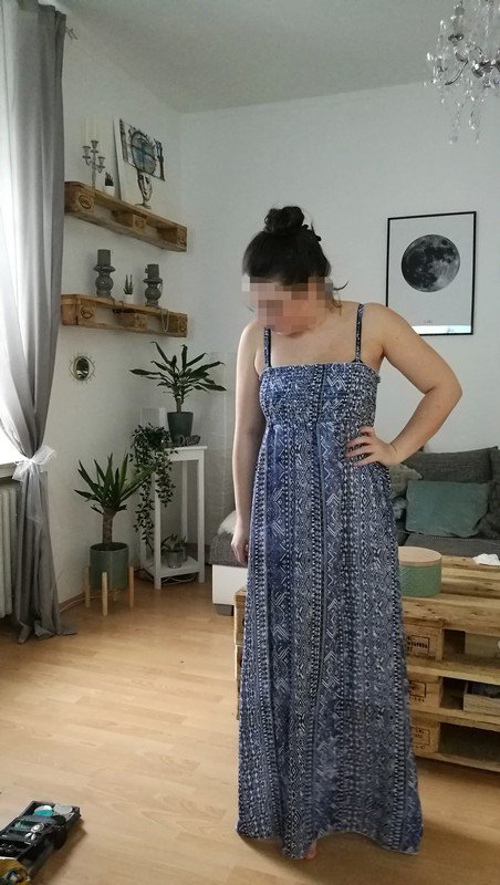 Maxikleid blau gemustert