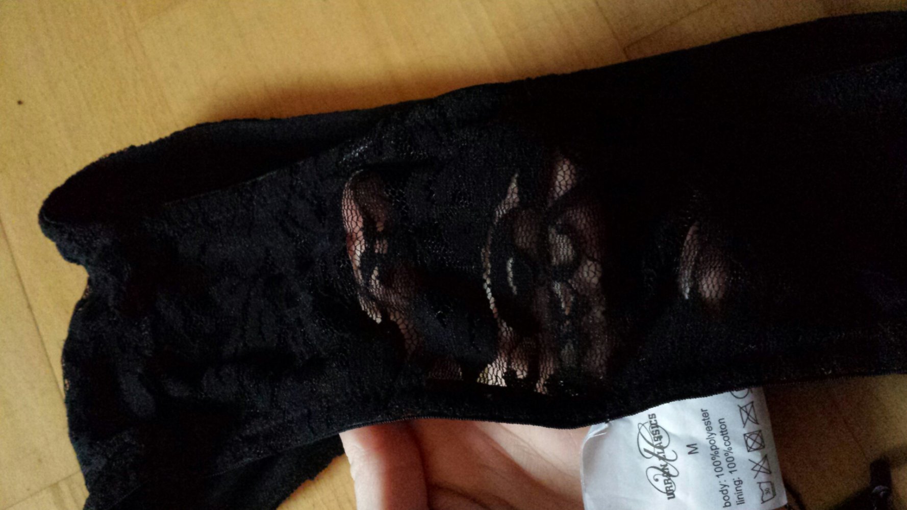 Schwarzes Bandeau, Bandeau-Top Oberteil Shirt aus Spitze, M, neu und ungetragen