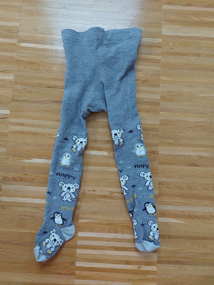 graue Babystrumpfhose mit Koalabären und Pinguinen, Gr. 80