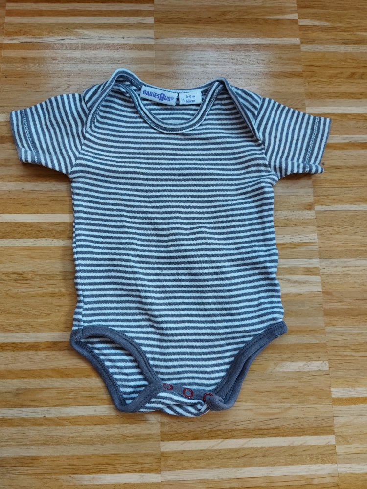 weiß-grau gestreifter Kurzarmbody Gr. 68 