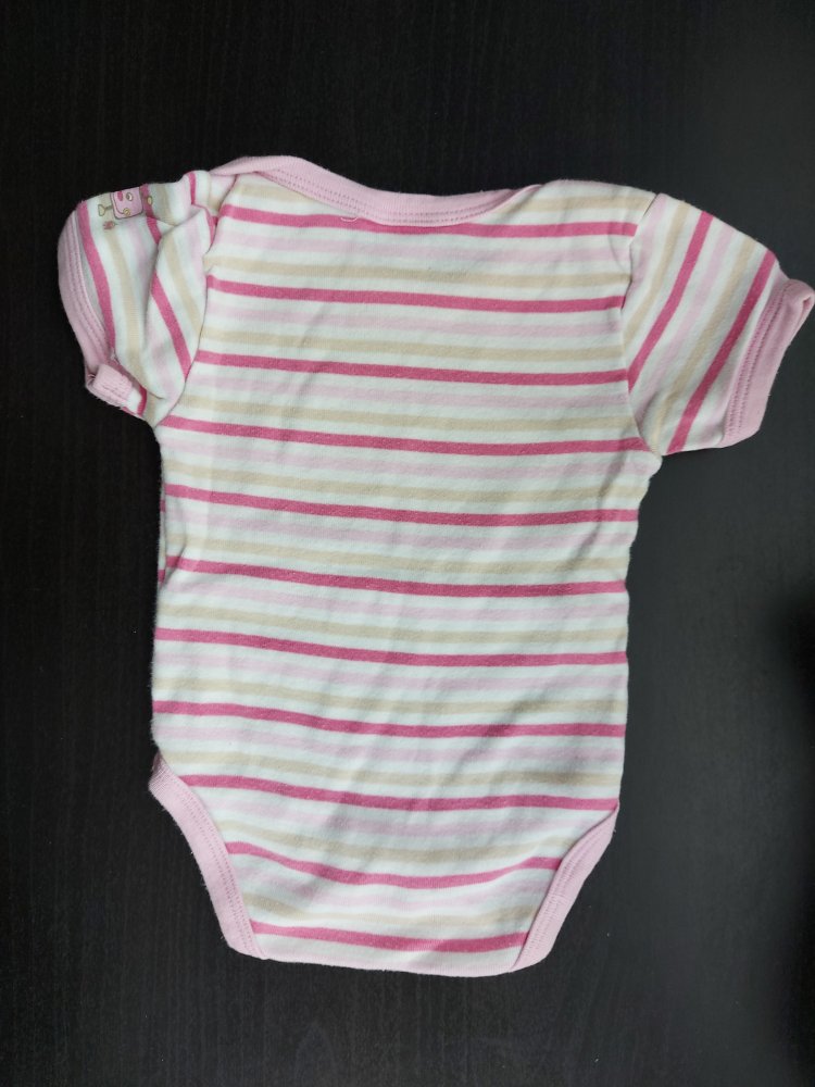 Niedlicher pink gestreifter Kurzarmbody moon rider, Gr. 50/56