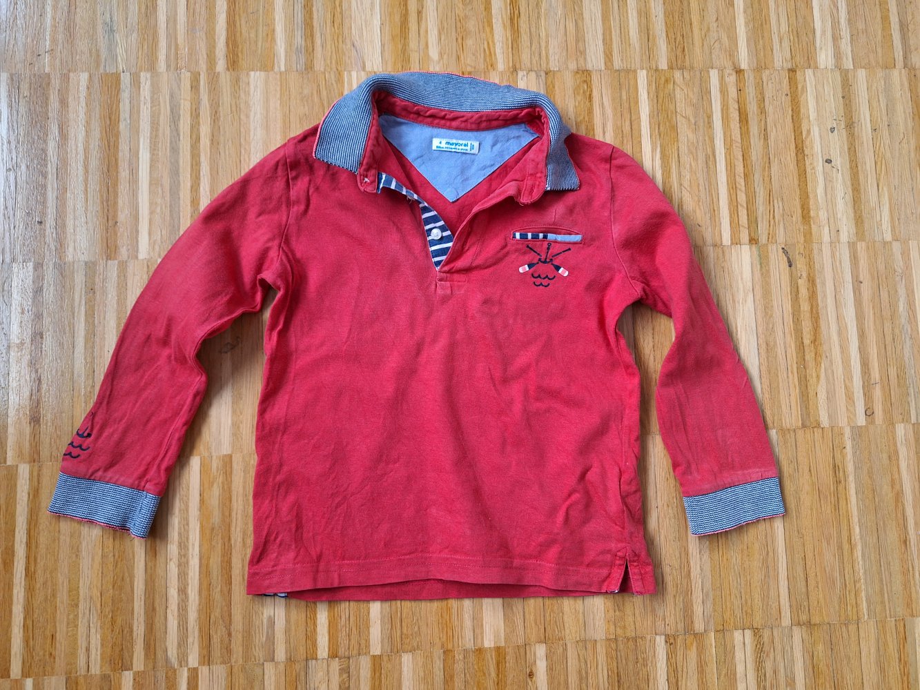 langärmliges rotes Polo-Shirt für Jungs, Gr. 104