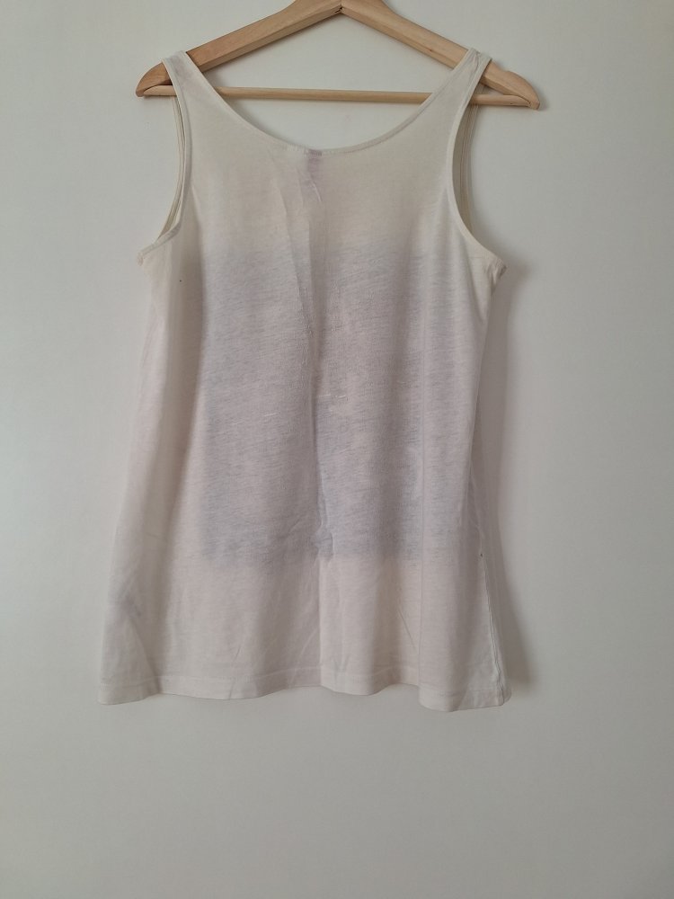 Weißes Tanktop mit Print Love me Hold me Kiss me Gr. 40