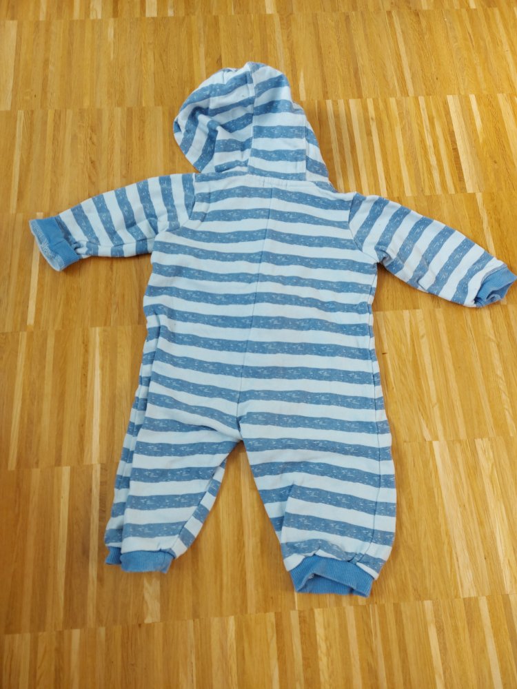 blau gestreifter Overall mit Kapuze, Gr. 74