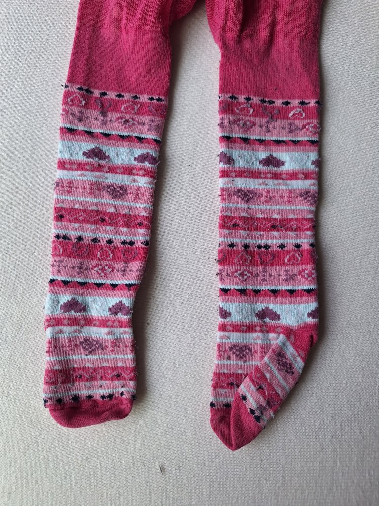 pinke Babystrumpfhose mit Mustern, Gr. 74/80