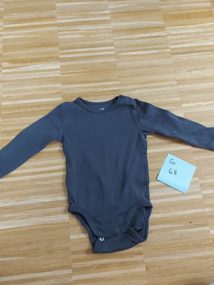anthrazitfarbener Langarmbody Gr. 68 (dunkelgrau)
