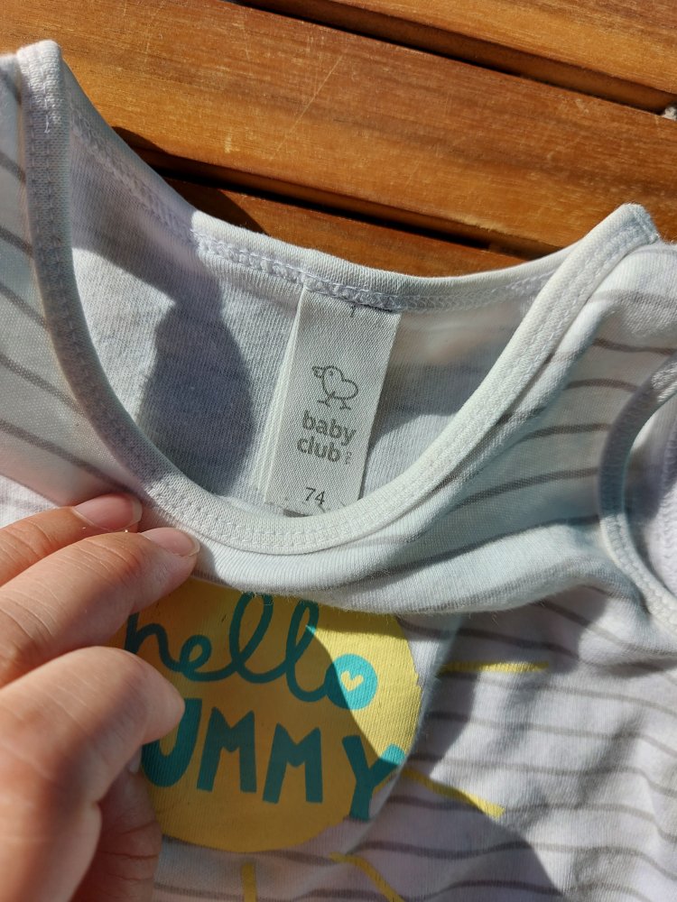 ärmelloser/kurzärmliger Jungs-Body mit Hello Mummy-Motiv, Gr. 74