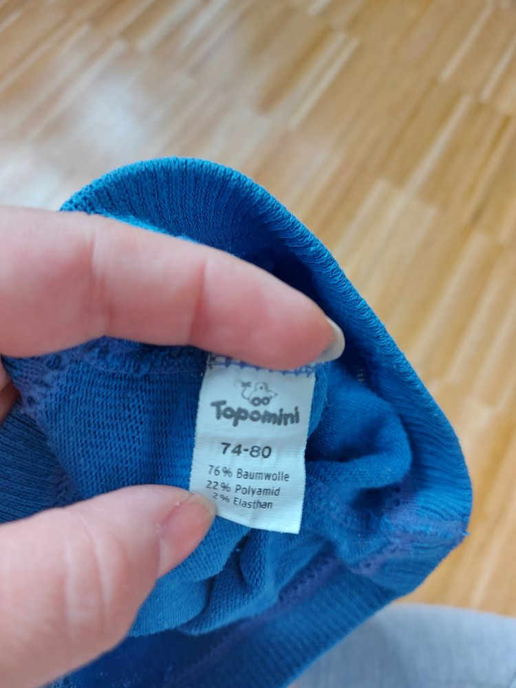 blaue Babystrumpfhose mit Tiergesicht, Gr. 74/80