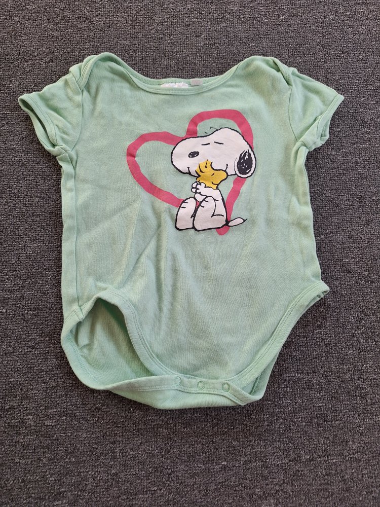 Kurzärmliger türkiser Snoopy Body 98/104 unisex