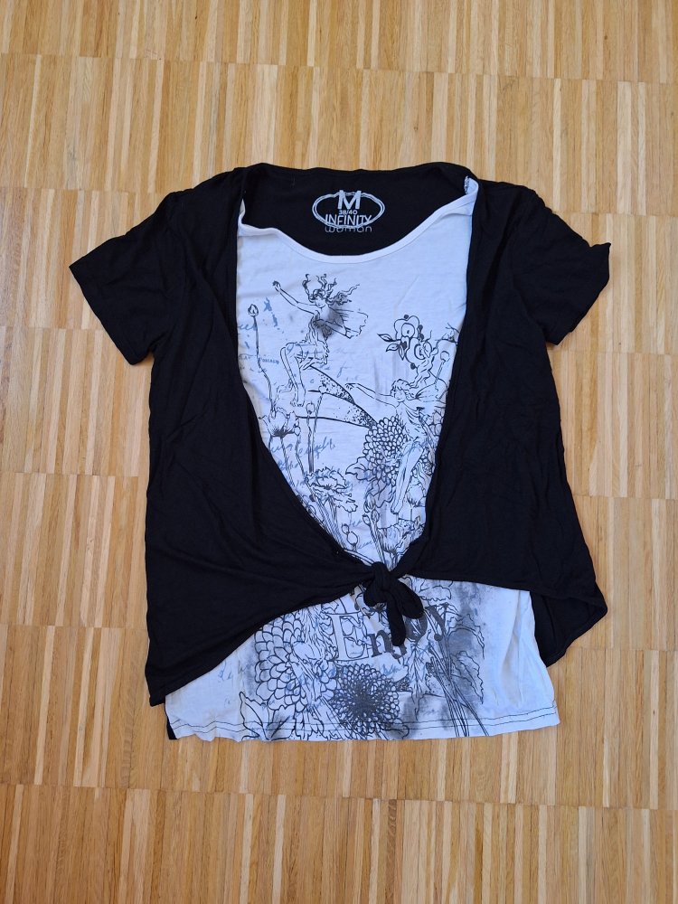 schwarz weißes Blusen-Shirt Gr. M/38