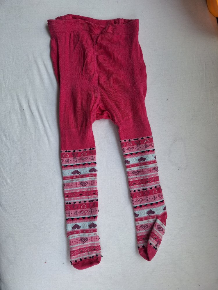 pinke Babystrumpfhose mit Mustern, Gr. 74/80