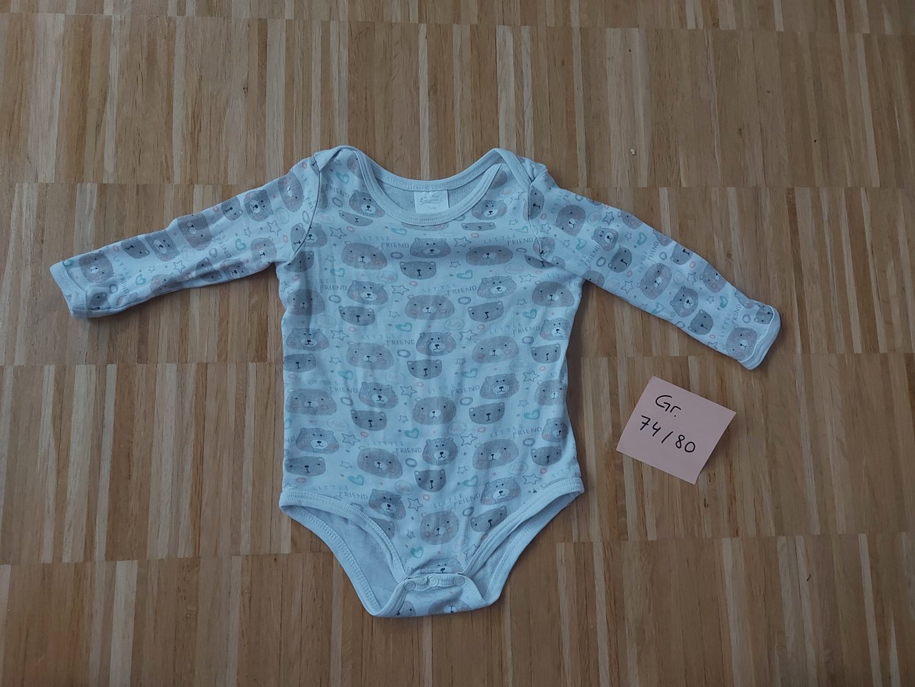 süßer Langarmbody mit Bärchen, Gr. 74/80