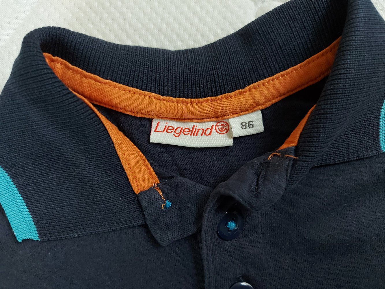 langärmliges dunkelblaues Baby-Poloshirt Gr. 86 