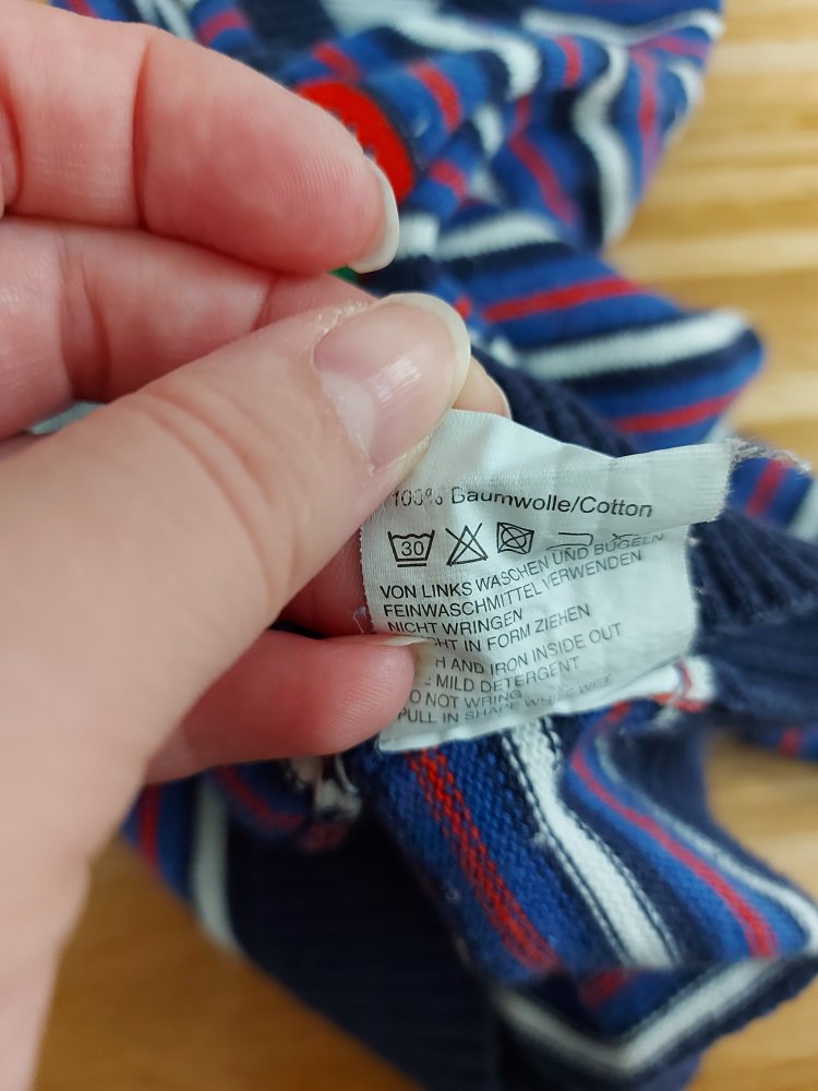blau gestreifte Babystrickjacke Gr. 62