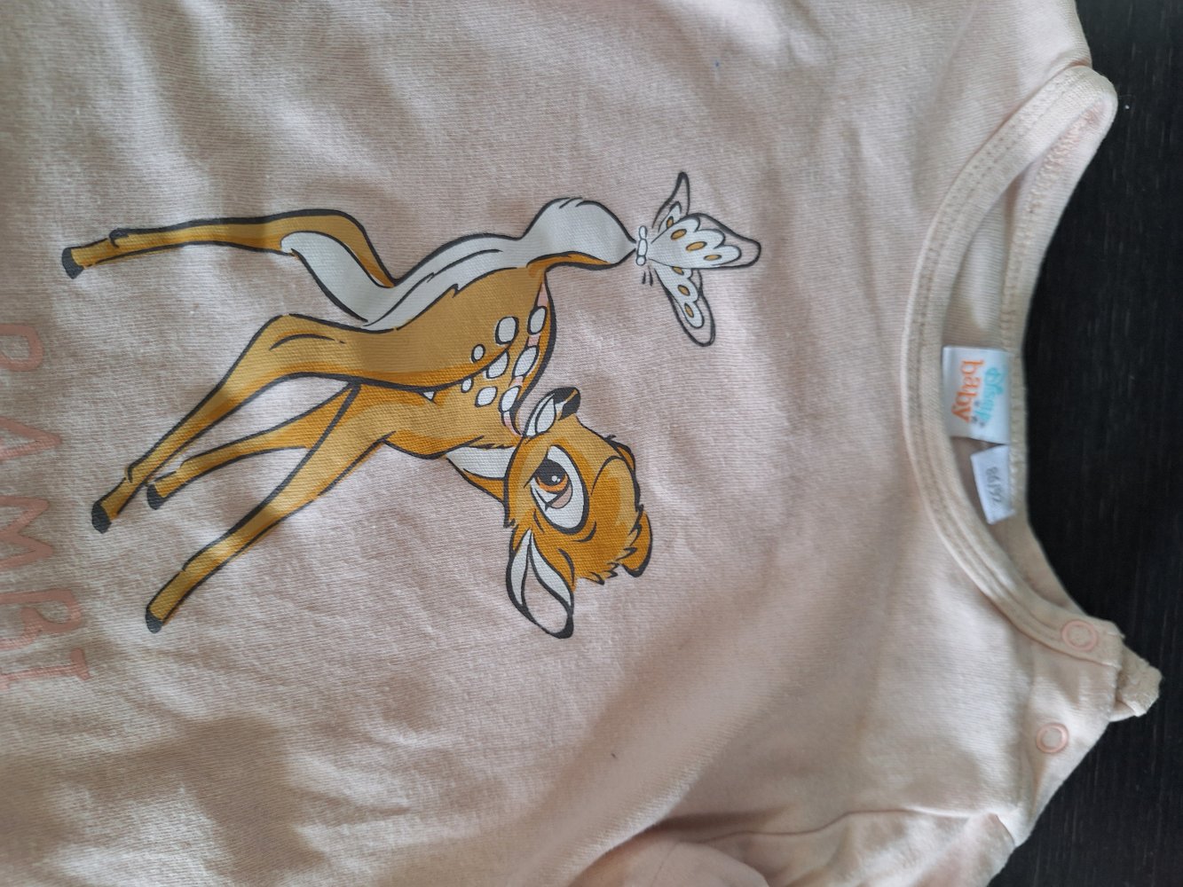 Rosa Langarmbody mit Bambi Rehkitz Gr. 86/92
