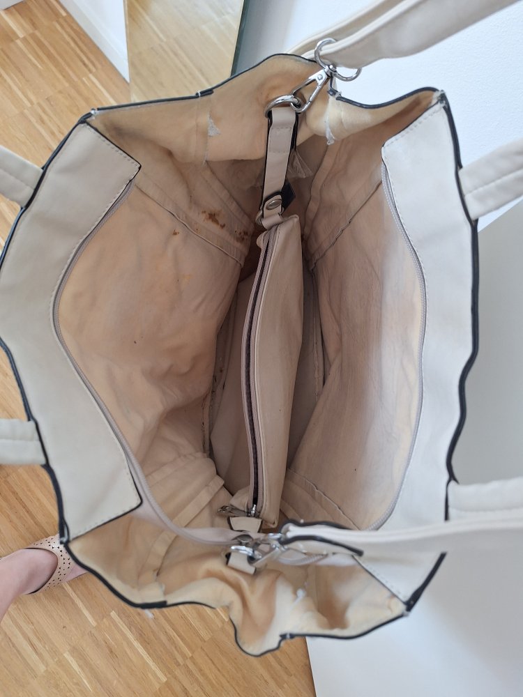 Großer cremefarbener Shopper mit Pailetten-Eule