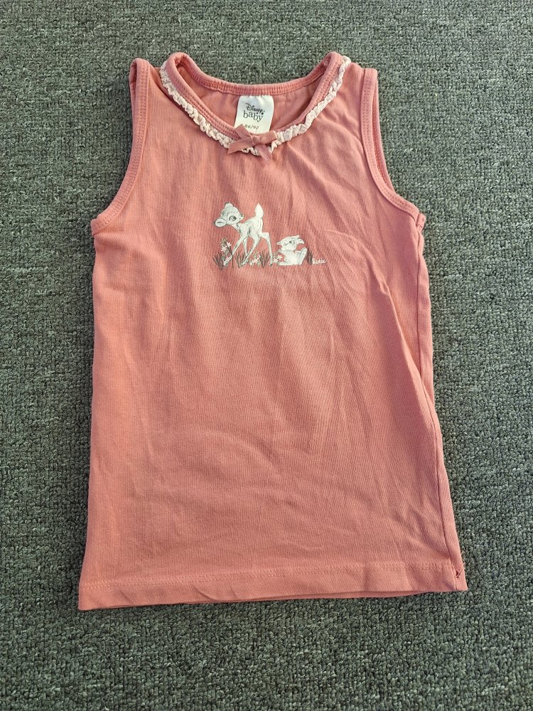 rosarotes Bambi-Unterhemd/Top mit Rüschen Gr. 86/92