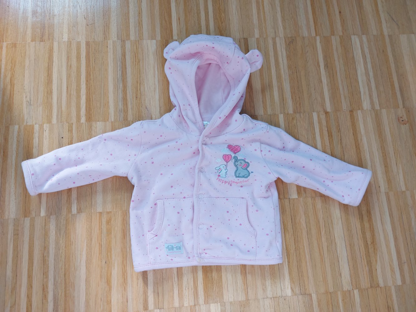 Rosa Babyjäckchen mit Kapuze und Öhrchen Gr. 62
